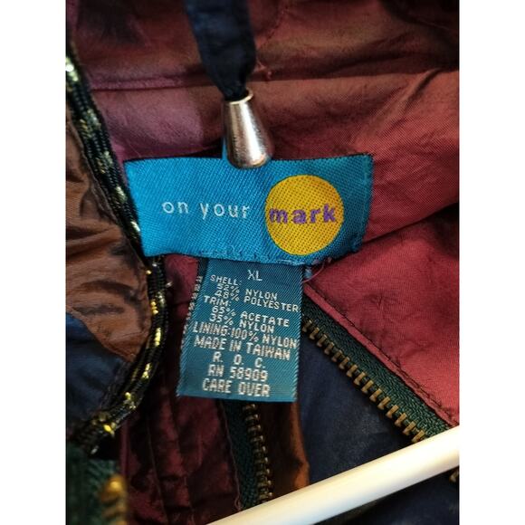 4405)Vtg 80s On Your Mark 2pcs  Multicolor Patchwork Windbreaker Track Suit XL - Picture 16 of 16